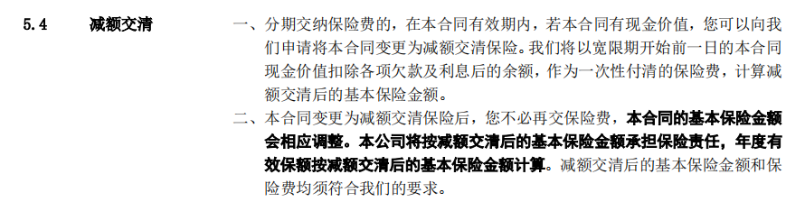 减额交清