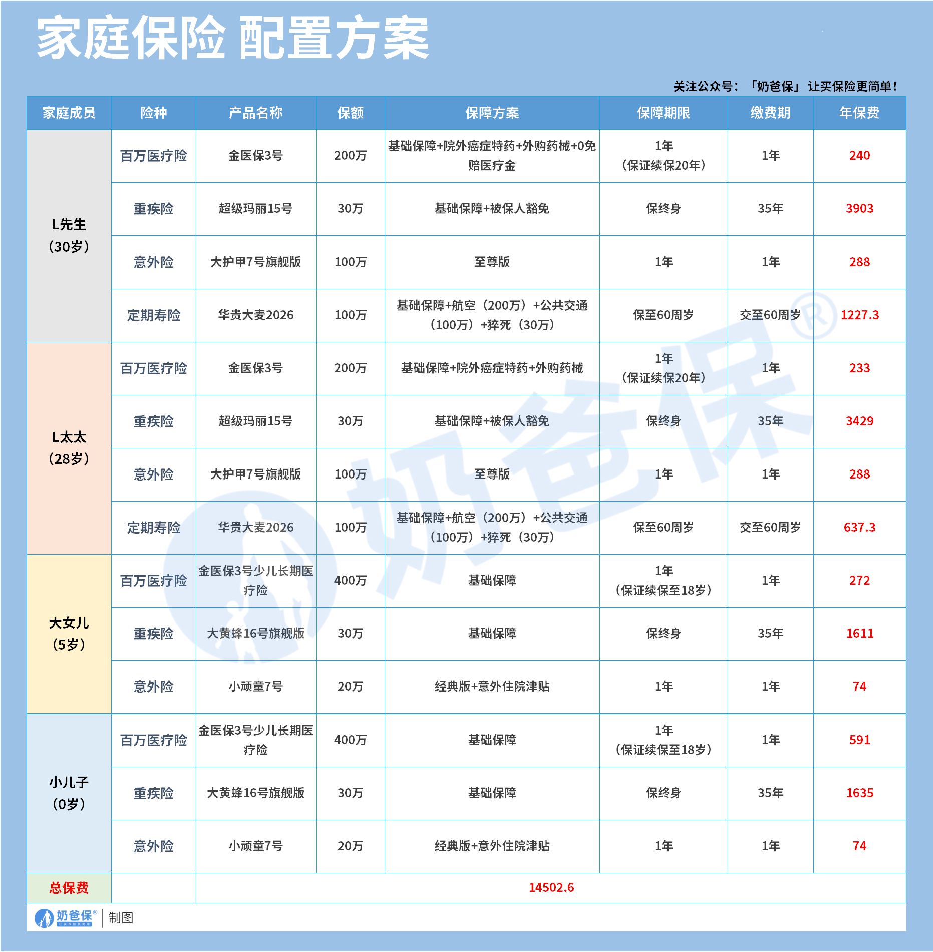 成年人保险配置方案