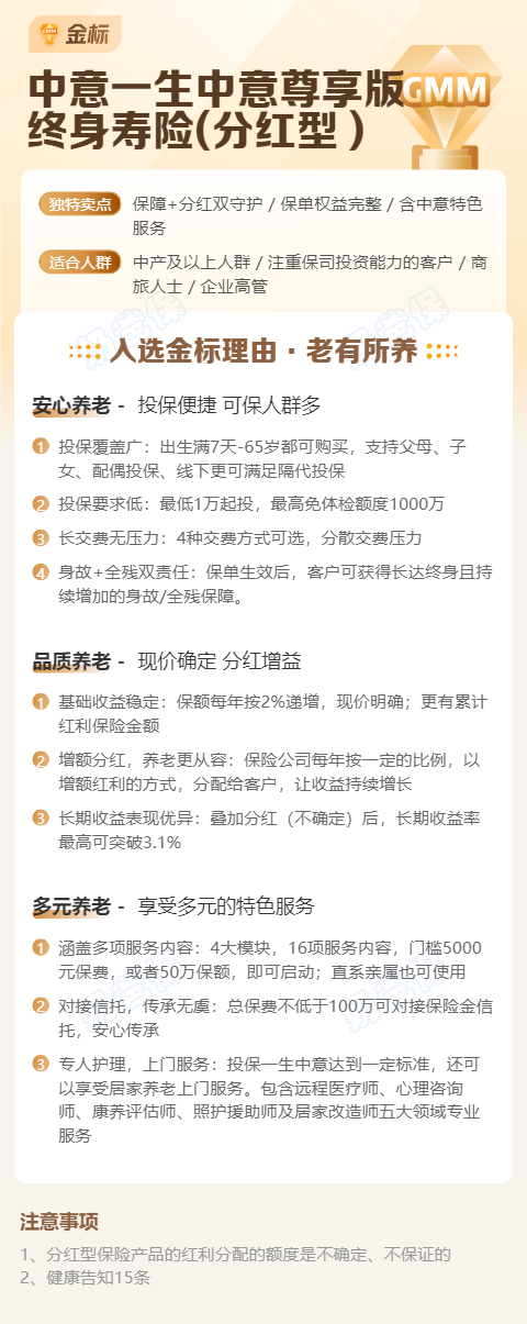一生中意(尊享版)终身寿险(分红型) 一生中意(尊享版)终身寿险(分红型)