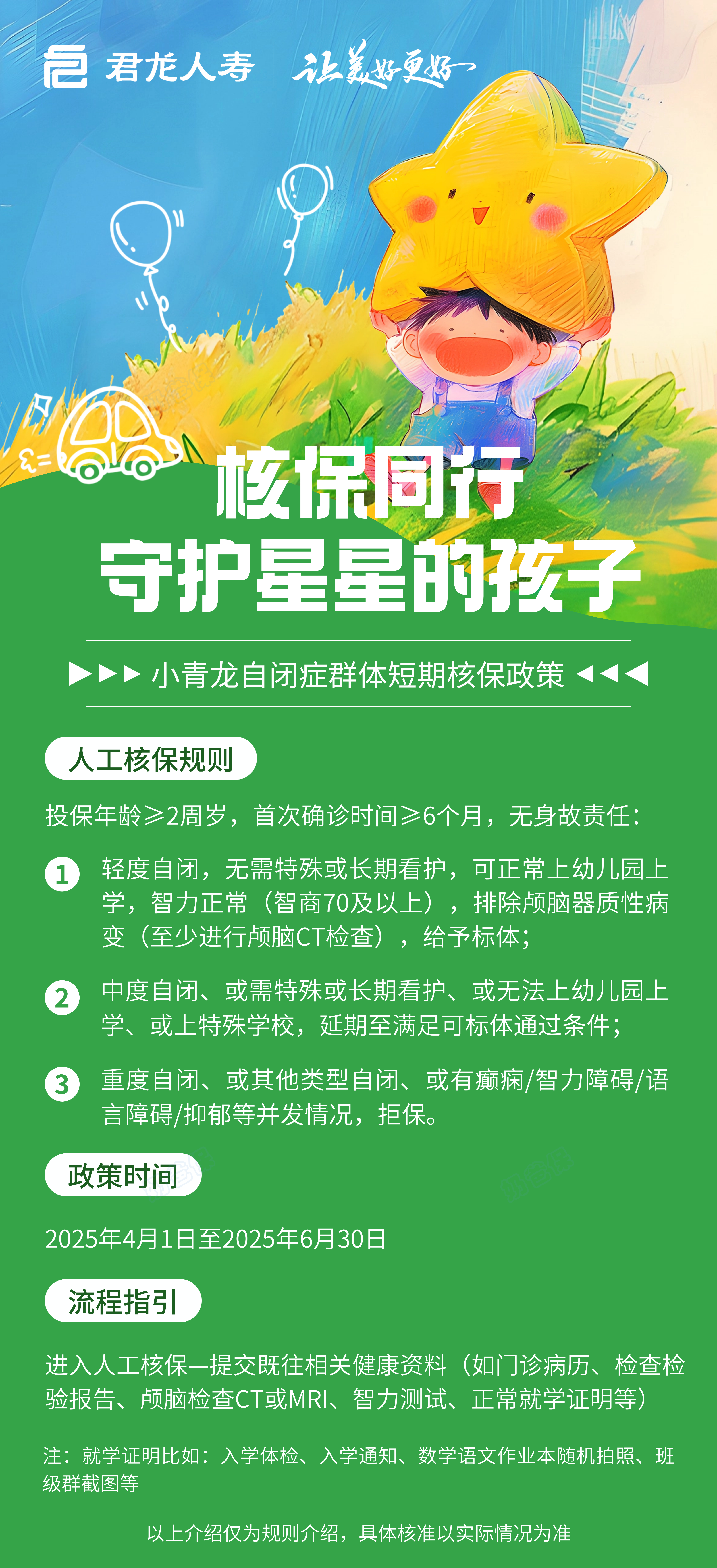 小青龙6号少儿重疾险自闭症核保放宽政策