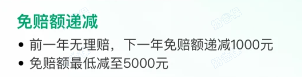 长相安2号免赔额递减